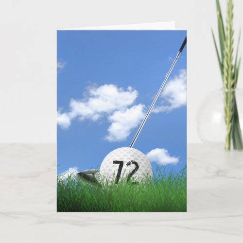 72nd birthday golf ball in grass card