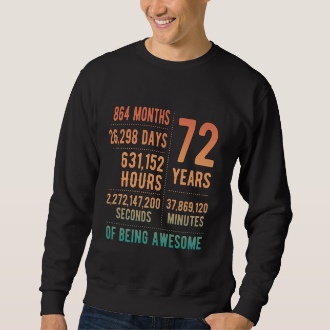 72nd Birthday Men Women Funny 72 Years Old Sweatshirt (Front)