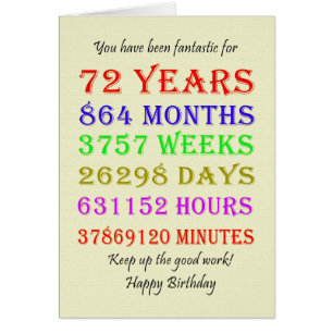72nd Birthday Milestones Cards
