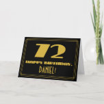 [ Thumbnail: 72nd Birthday: Name + Art Deco Inspired Look "72" Card ]