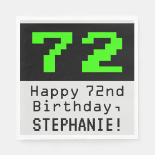 72nd Birthday - Nerdy / Geeky Style "72" & Name Napkins