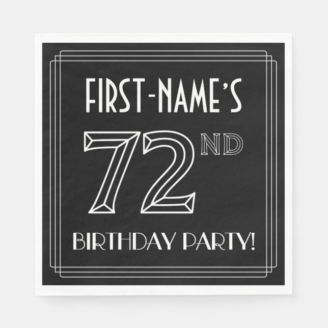 72nd Birthday Party: Art Deco Style + Custom Name Napkins (Front)