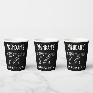 72nd Birthday Party: Art Deco Style + Custom Name Paper Cups