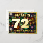 [ Thumbnail: 72nd Birthday Party: Bold, Colorful Fireworks Look Postcard ]