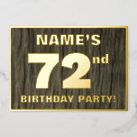 [ Thumbnail: 72nd Birthday Party: Bold, Faux Wood Grain Pattern Invitation ]