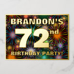 [ Thumbnail: 72nd Birthday Party — Fun, Colorful Fireworks Look Invitation ]