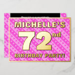 [ Thumbnail: 72nd Birthday Party — Fun Pink Hearts and Stripes Invitation ]