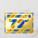 [ Thumbnail: 72nd Birthday Party — Fun, Rainbow Spectrum “72” Invitation ]