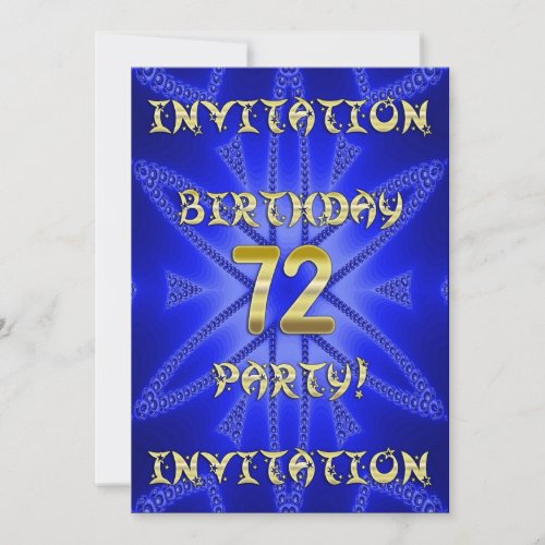 72nd Birthday party invitation