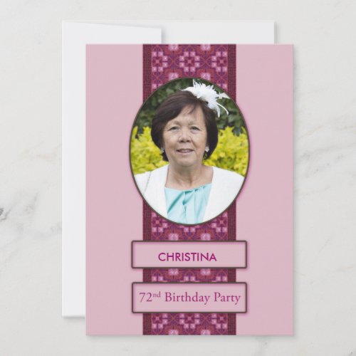 72nd Birthday Party Invitation Picture and Name