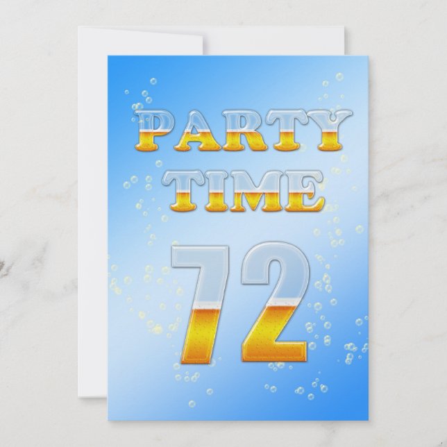 72nd birthday party invitation with beer (Front)