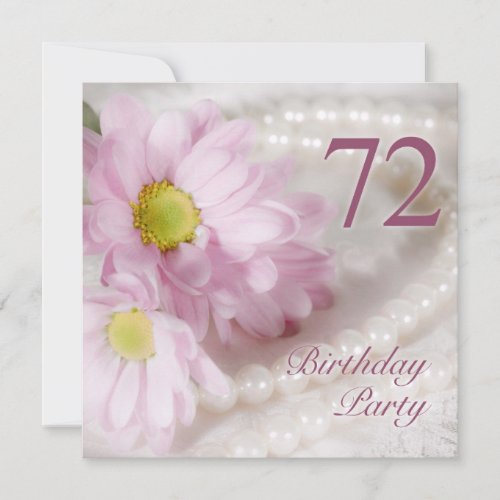 72nd Birthday party invitation with daisies