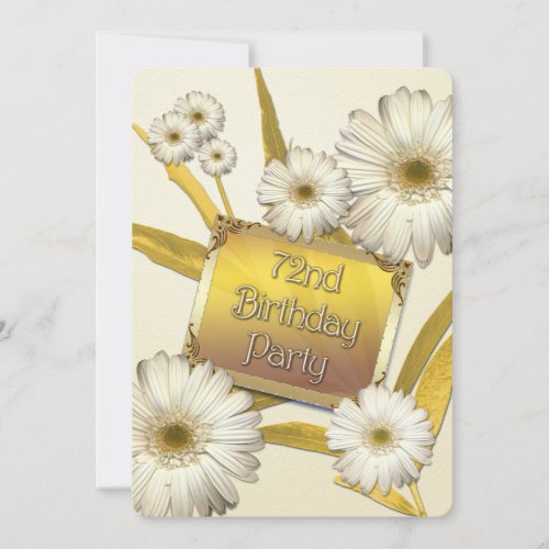 72nd Birthday Party Invitation with daisies