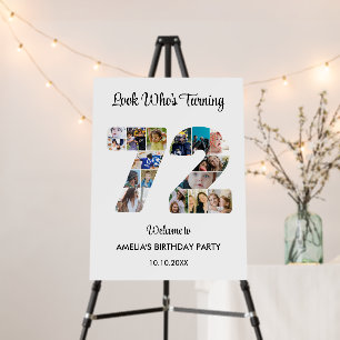 72nd Birthday Party Number 72 Photo Collage Foam Board