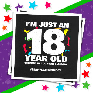 72nd Birthday Party Trapped Leap Year Day Feb 29th Napkins