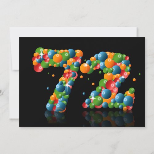 72nd Birthday party with bubbles and balls Invitation