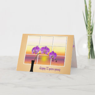 72nd Birthday Pink Orchids in Window Card