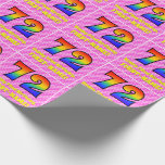 [ Thumbnail: 72nd Birthday: Pink Stripes & Hearts, Rainbow # 72 Wrapping Paper ]