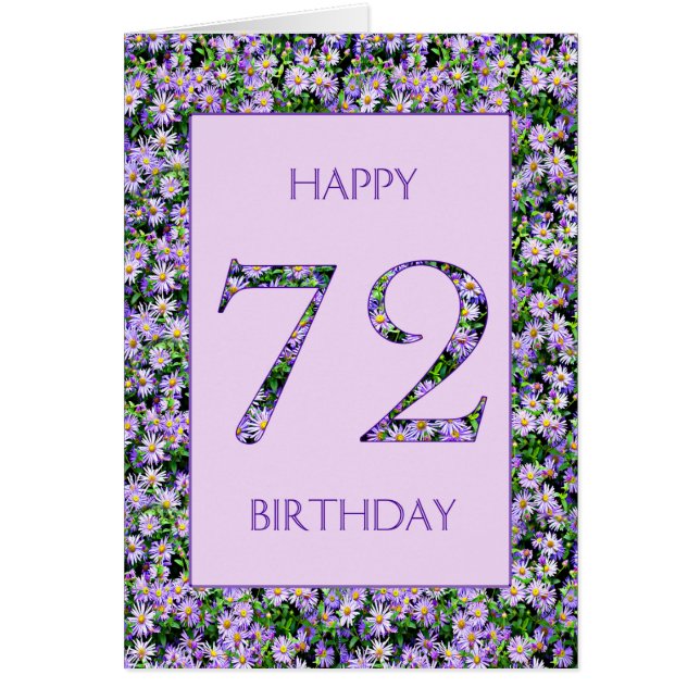 72nd Birthday Purple Daisies Cards (Front)