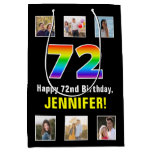 [ Thumbnail: 72nd Birthday: Rainbow “72“, Custom Photos & Name Gift Bag ]