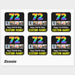 [ Thumbnail: 72nd Birthday: Rainbow “72”; Custom Photos & Name Sticker ]