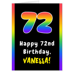 72nd Birthday: Rainbow Spectrum # 72, Custom Name Card