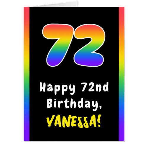 72nd Birthday Rainbow Spectrum  72 Custom Name Card