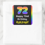 [ Thumbnail: 72nd Birthday: Rainbow Spectrum # 72, Custom Name Sticker ]