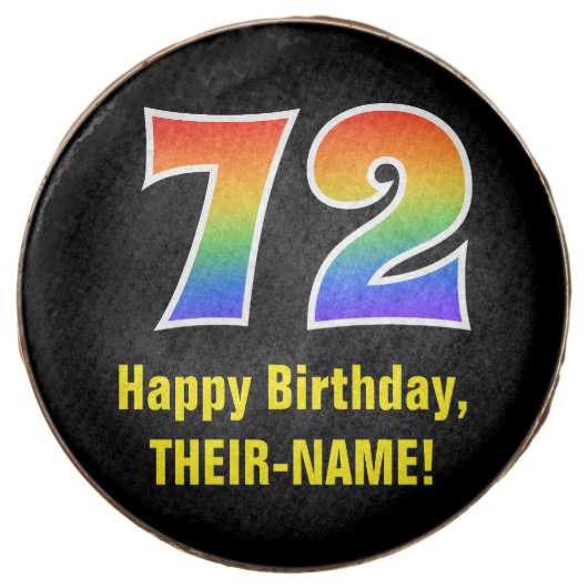 72nd Birthday - Rainbow Spectrum Pattern Number 72 Chocolate Covered Oreo (Front)