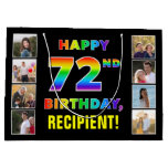 [ Thumbnail: 72nd Birthday: Rainbow Text, Custom Photos & Name Gift Bag ]