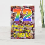 [ Thumbnail: 72nd Birthday; Rustic Autumn Leaves; Rainbow "72" Card ]