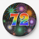 [ Thumbnail: 72nd Event - Fun, Colorful, Bold, Rainbow 72 Paper Plates ]