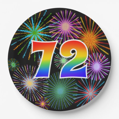 72nd Event _ Fun Colorful Bold Rainbow 72 Paper Plates