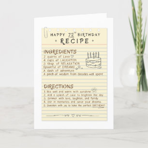 72nd Recipe Birthday Card