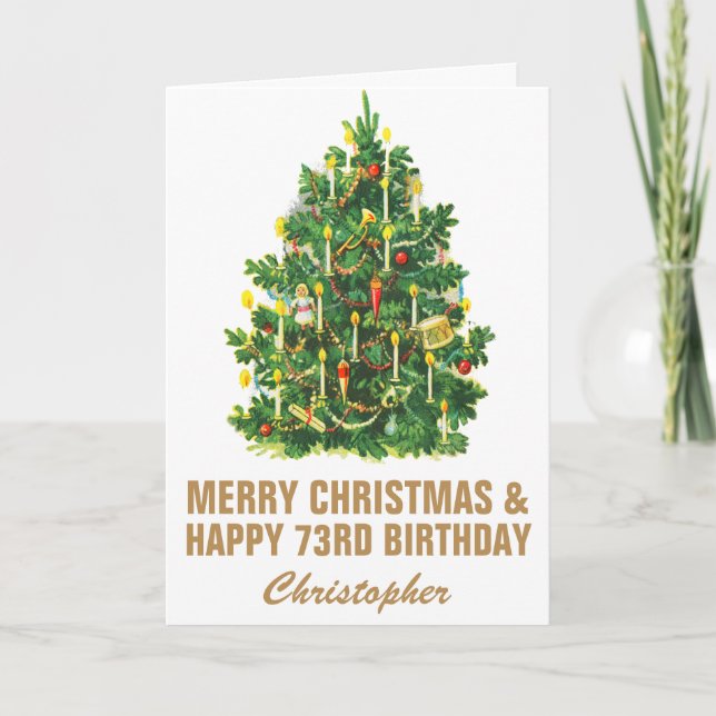 72rd Happy Birthday and Merry Christmas Tree Card (Front)