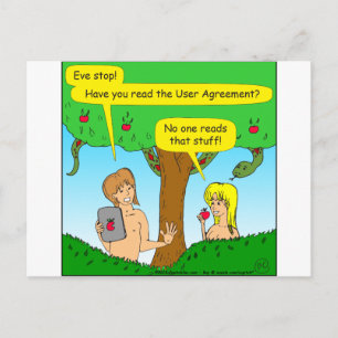 730 Adam and Eve terms and conditions cartoon Postcard