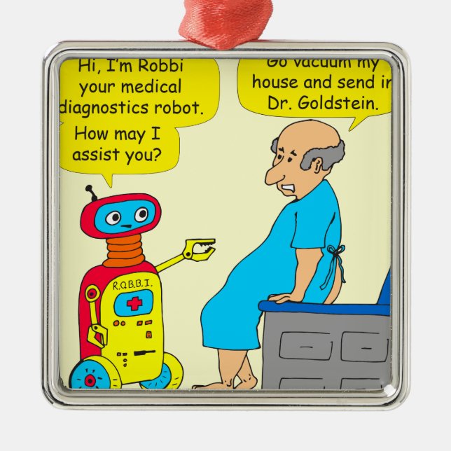 731 medical diagnostics robot cartoon metal ornament (Front)