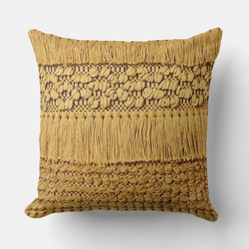 73 Woven Faux Gold with Fringe Accents Throw Pillow