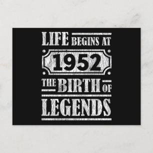 73 Year Old 1952 Birth Of Legend 73rd Birthday Postcard