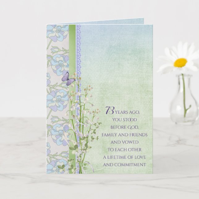 73rd Anniversary Lily of the Valley bouquet Card (Small Plant)