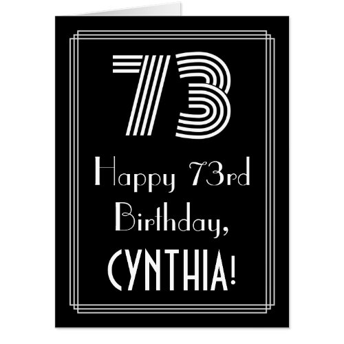 73rd Birthday  Art Deco Inspired Look 73  Name Card