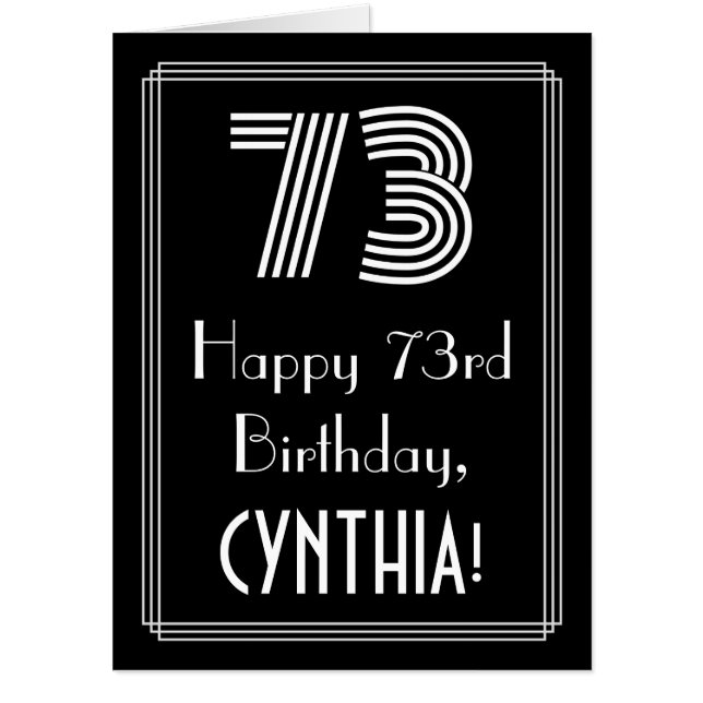 73rd Birthday — Art Deco Inspired Look “73” + Name Card (Front)