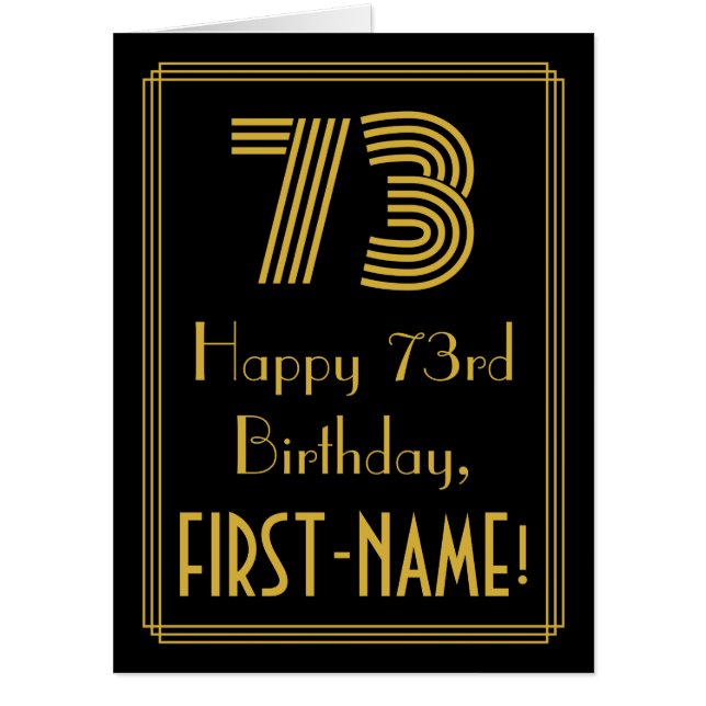 73rd Birthday: Art Deco Inspired Look “73” + Name Card (Front)