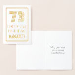 [ Thumbnail: 73rd Birthday - Art Deco Inspired Look "73" & Name Foil Card ]