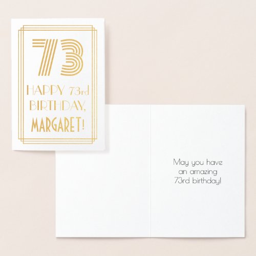 73rd Birthday _ Art Deco Inspired Look 73  Name Foil Card