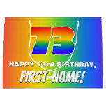 [ Thumbnail: 73rd Birthday: Colorful, Fun Rainbow Pattern # 73 Gift Bag ]