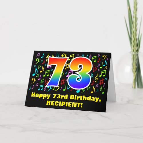 73rd Birthday Colorful Music Symbols  Rainbow 73 Card