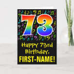 [ Thumbnail: 73rd Birthday: Colorful Music Symbols + Rainbow 73 Card ]