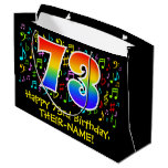 [ Thumbnail: 73rd Birthday - Colorful Music Symbols, Rainbow 73 Gift Bag ]