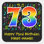 [ Thumbnail: 73rd Birthday: Colorful Music Symbols, Rainbow 73 Sticker ]